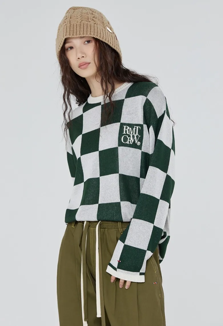 ROMANTIC CROWN  |[ROMANTIC CROWN]★CHECKER BOARD KNIT TOP