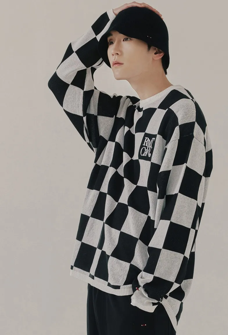 ROMANTIC CROWN  |[ROMANTIC CROWN]★CHECKER BOARD KNIT TOP