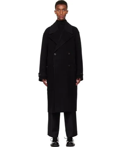 Róhe Black Double Faced Wool Trench Coat