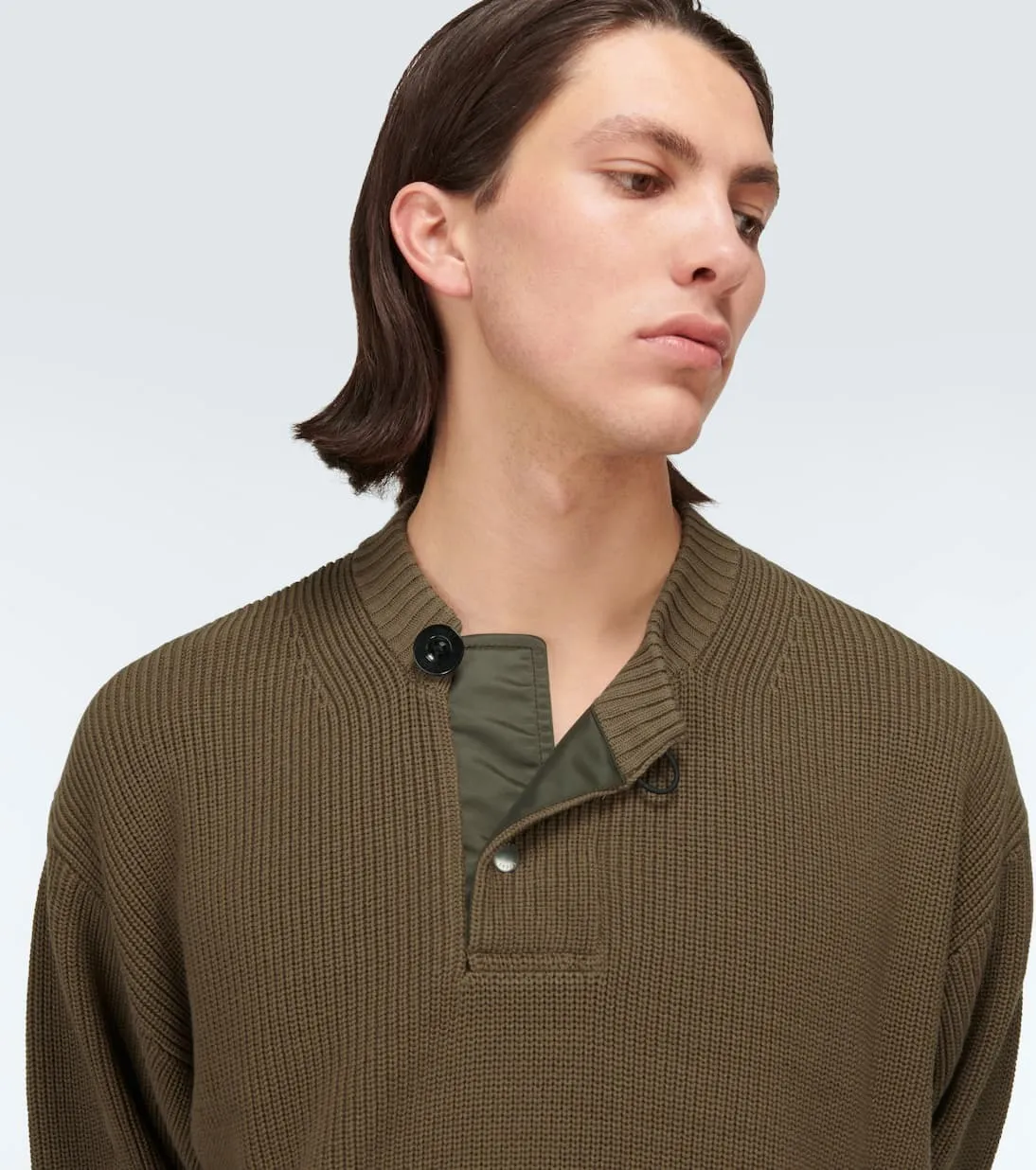 sacai  |Blended Fabrics U-Neck Long Sleeves Plain Cotton Designers