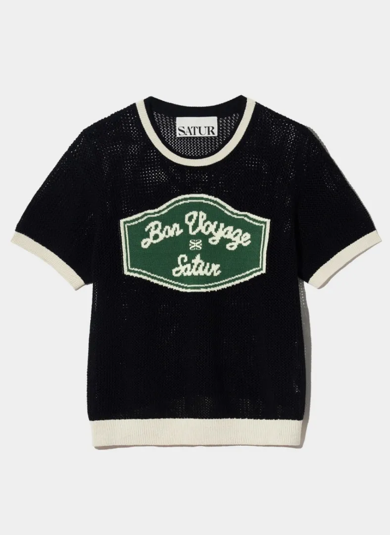 SATUR  |Street Style Short Sleeves Logo Skater Style Sweaters