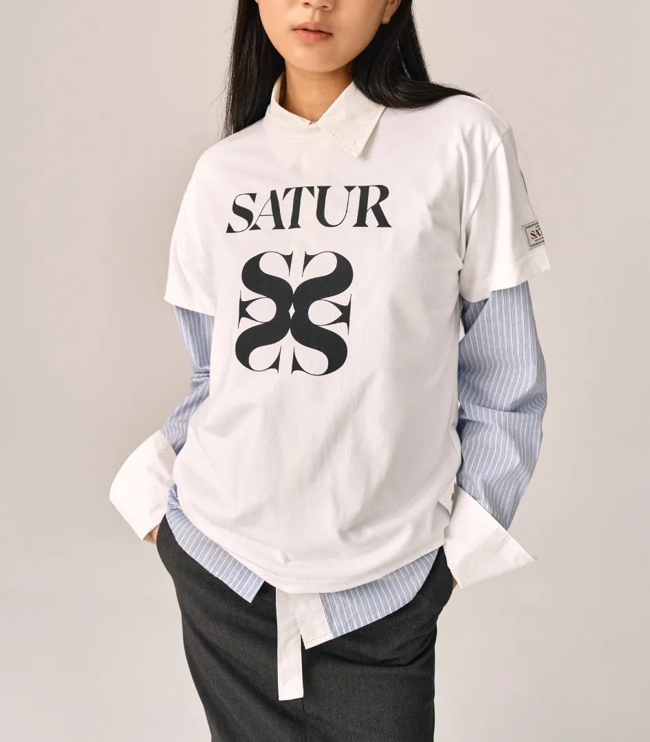 SATUR  |Unisex Street Style Logo T-Shirts