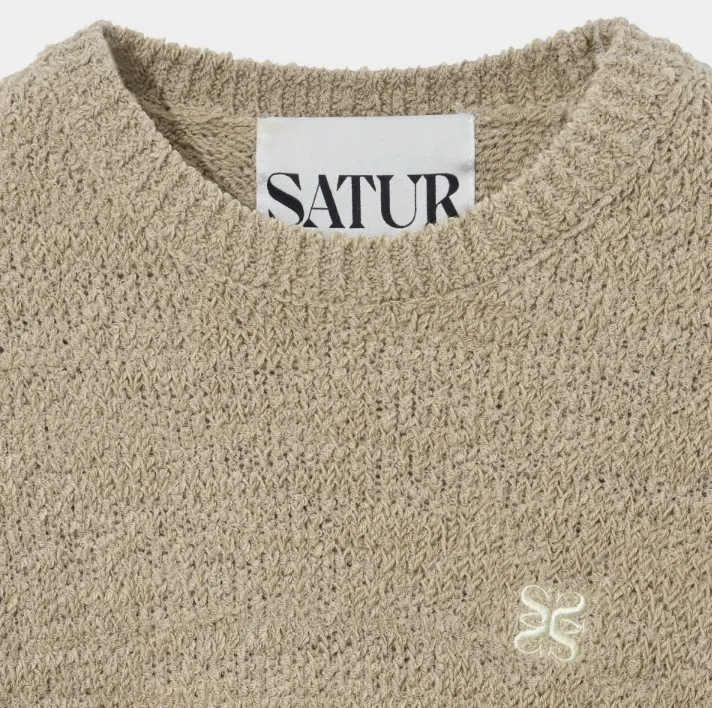 SATUR  |Unisex Street Style Long Sleeves Plain Logo Sweaters