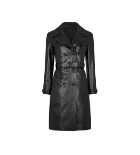 SHINY GOAT PLONGE' DOUBLE BREASTED TRENCH COAT