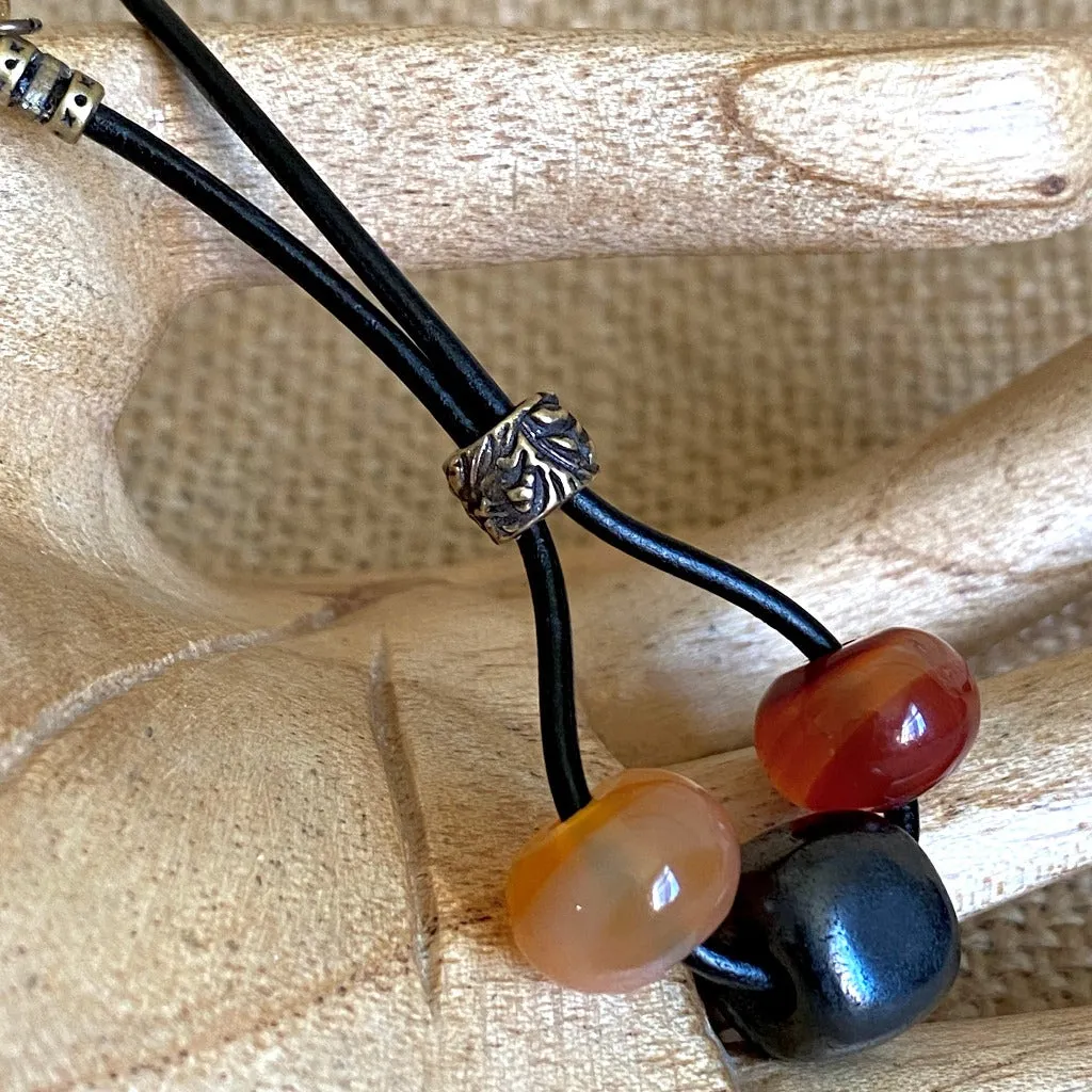 Shungite & Carnelian Rearview Mirror Dangle, Car Accessory