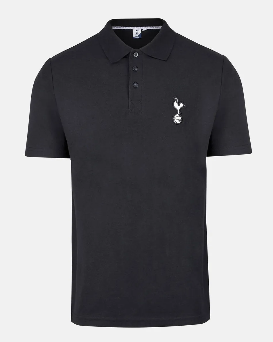 Spurs Mens Black Essential Polo Top