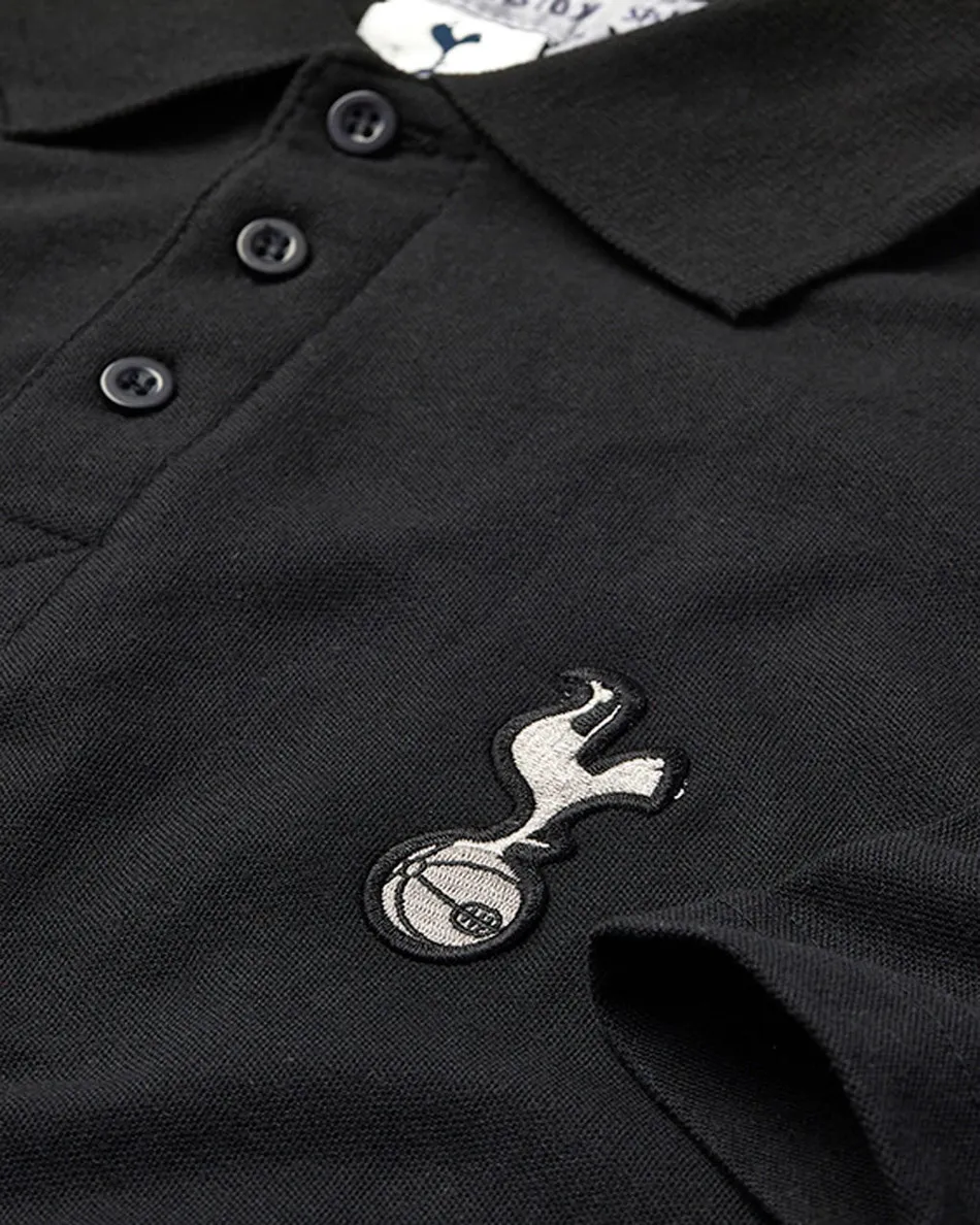 Spurs Mens Black Essential Polo Top