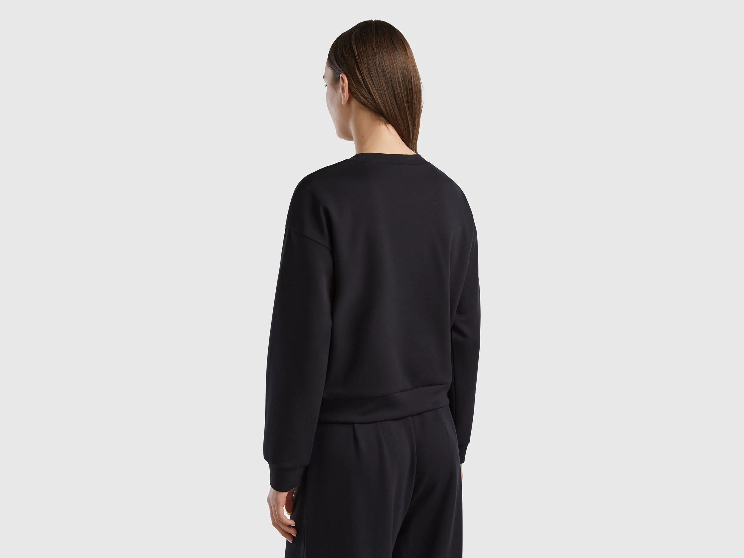 Stretch viscose blend sweat - Black | Benetton