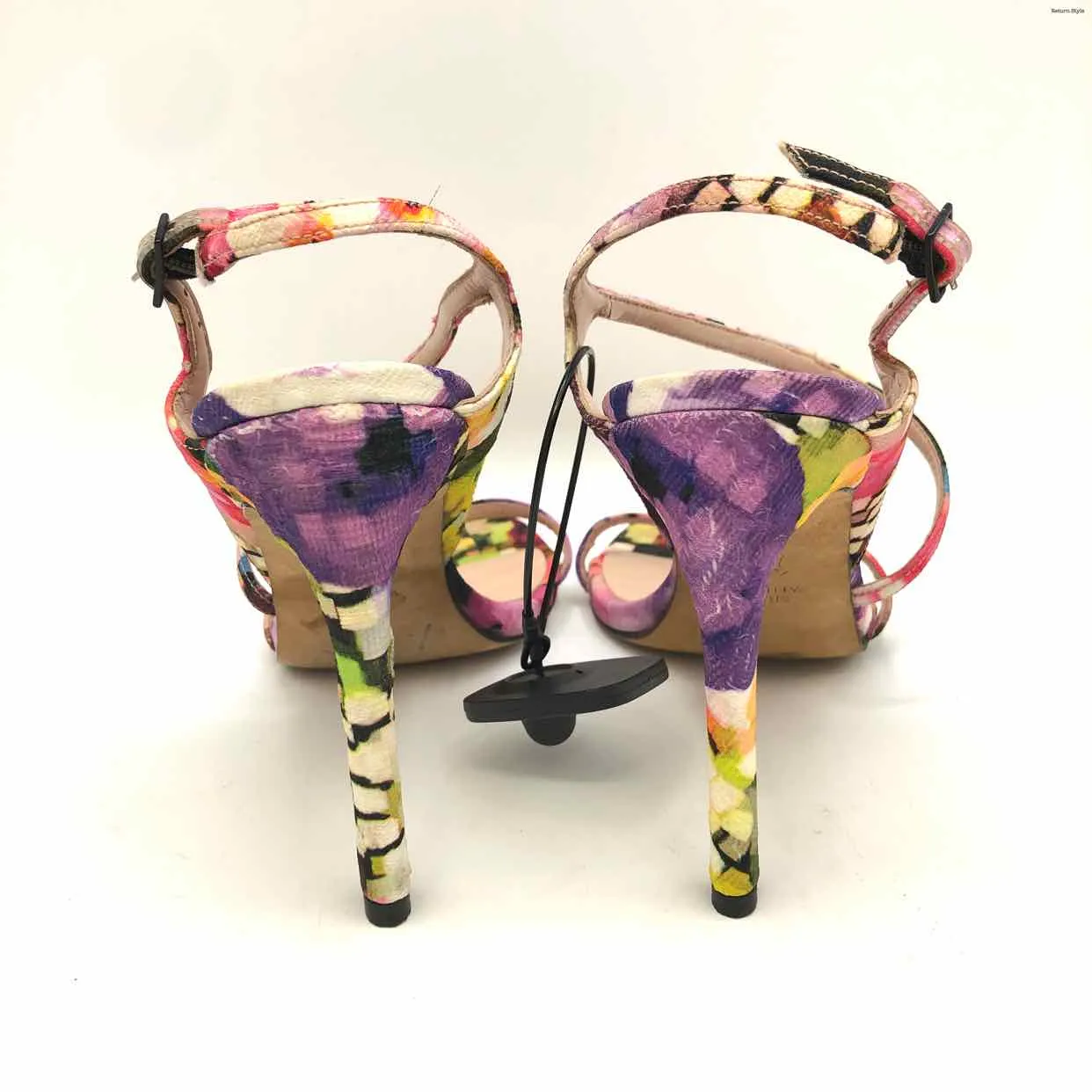 STUART WEITZMAN Purple Pink Multi Made in Spain Print Heels Shoes