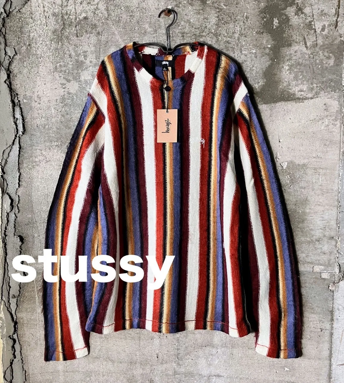 STUSSY  |Stripes Unisex Street Style Long Sleeves Logo Skater Style