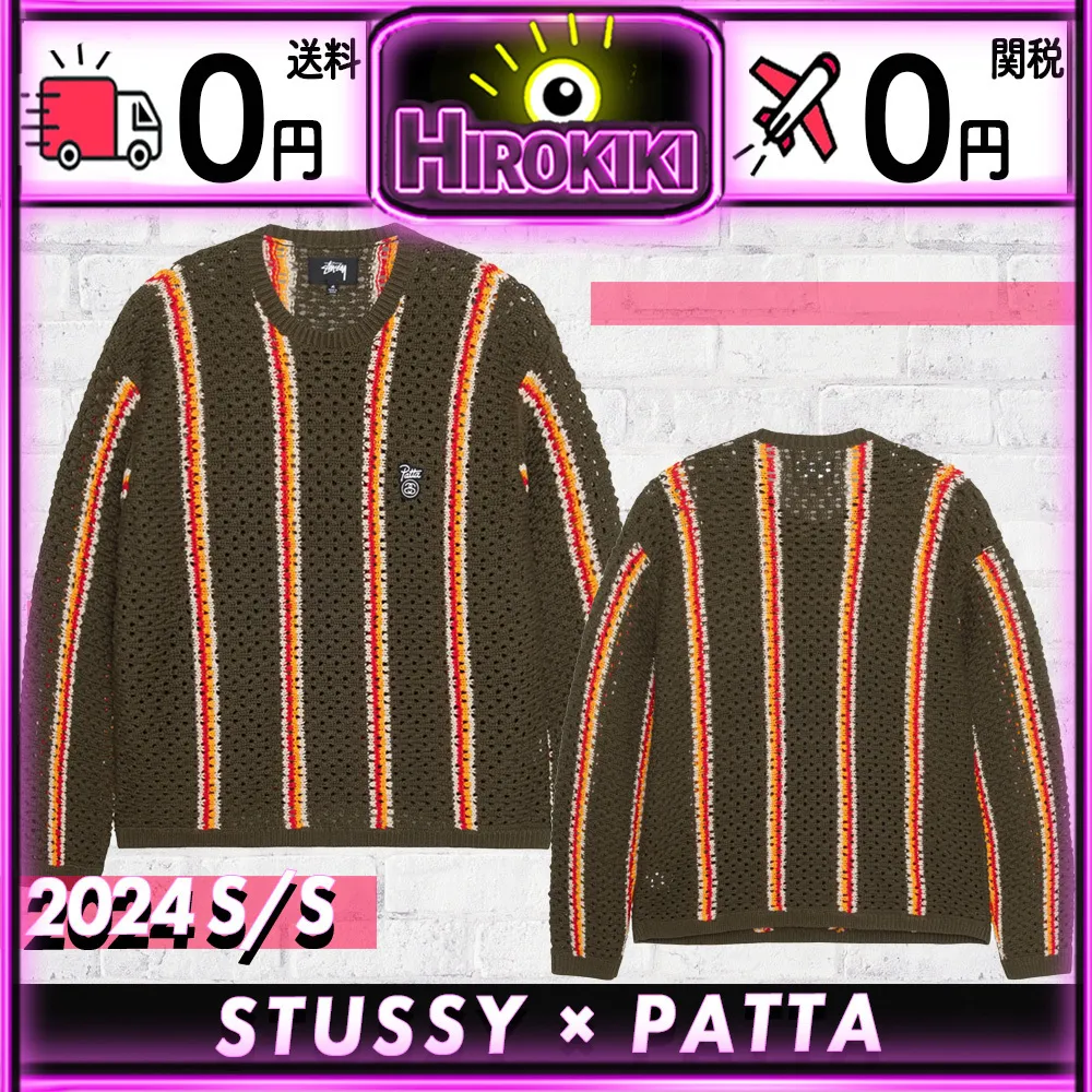 STUSSY  |Unisex Street Style Collaboration Logo Skater Style Sweaters