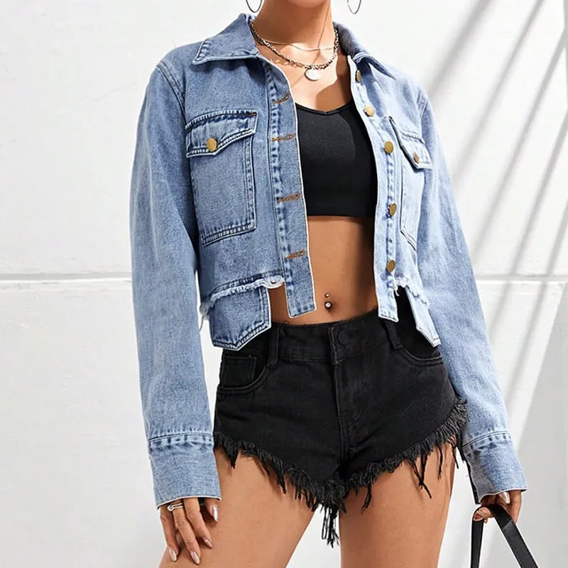 Stylish Short Denim Coat