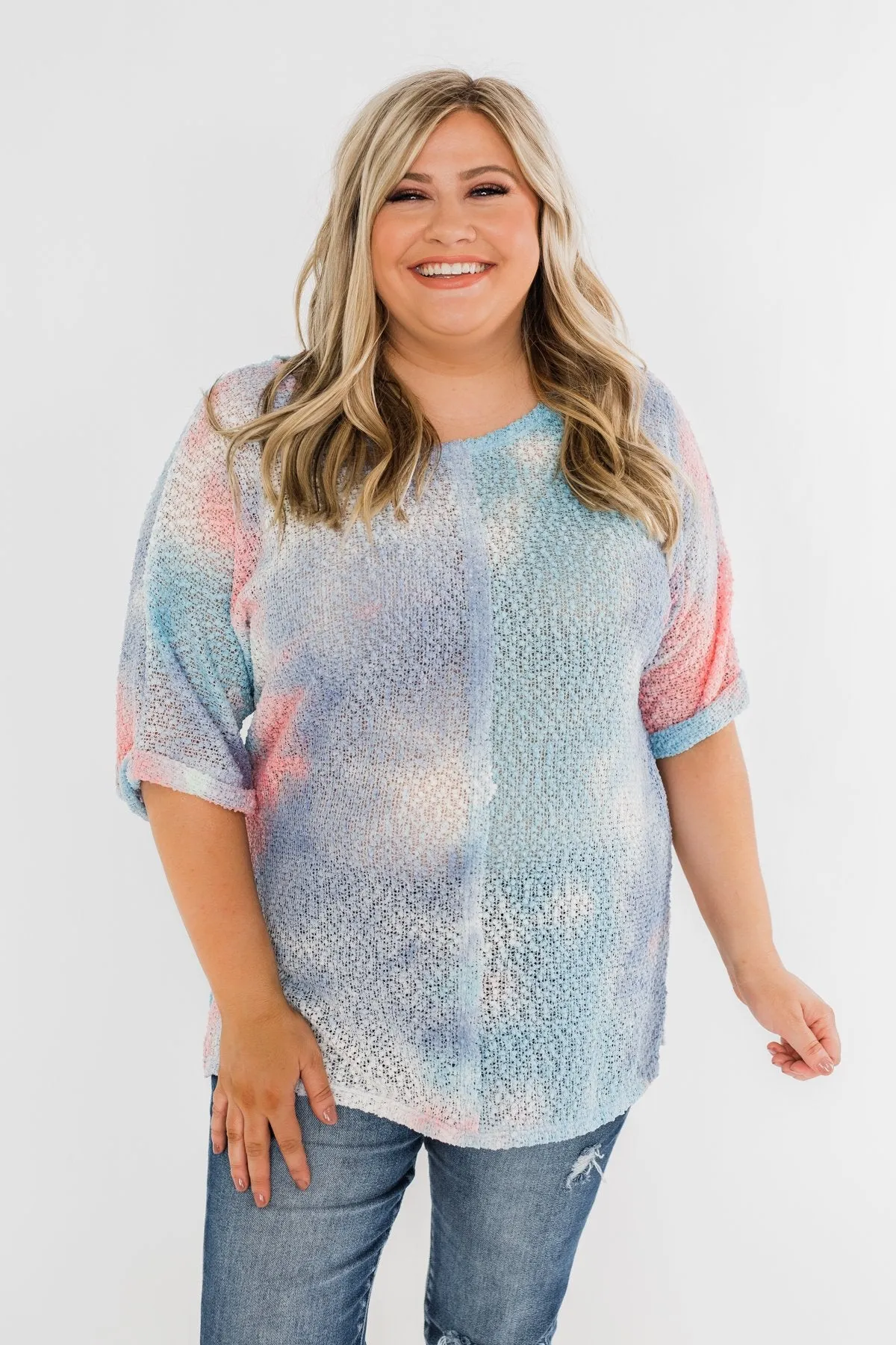 Summer Sweets Popcorn Knit Top- Red, White, & Blue