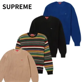 Supreme  |Unisex Street Style Plain Logo Skater Style Sweaters