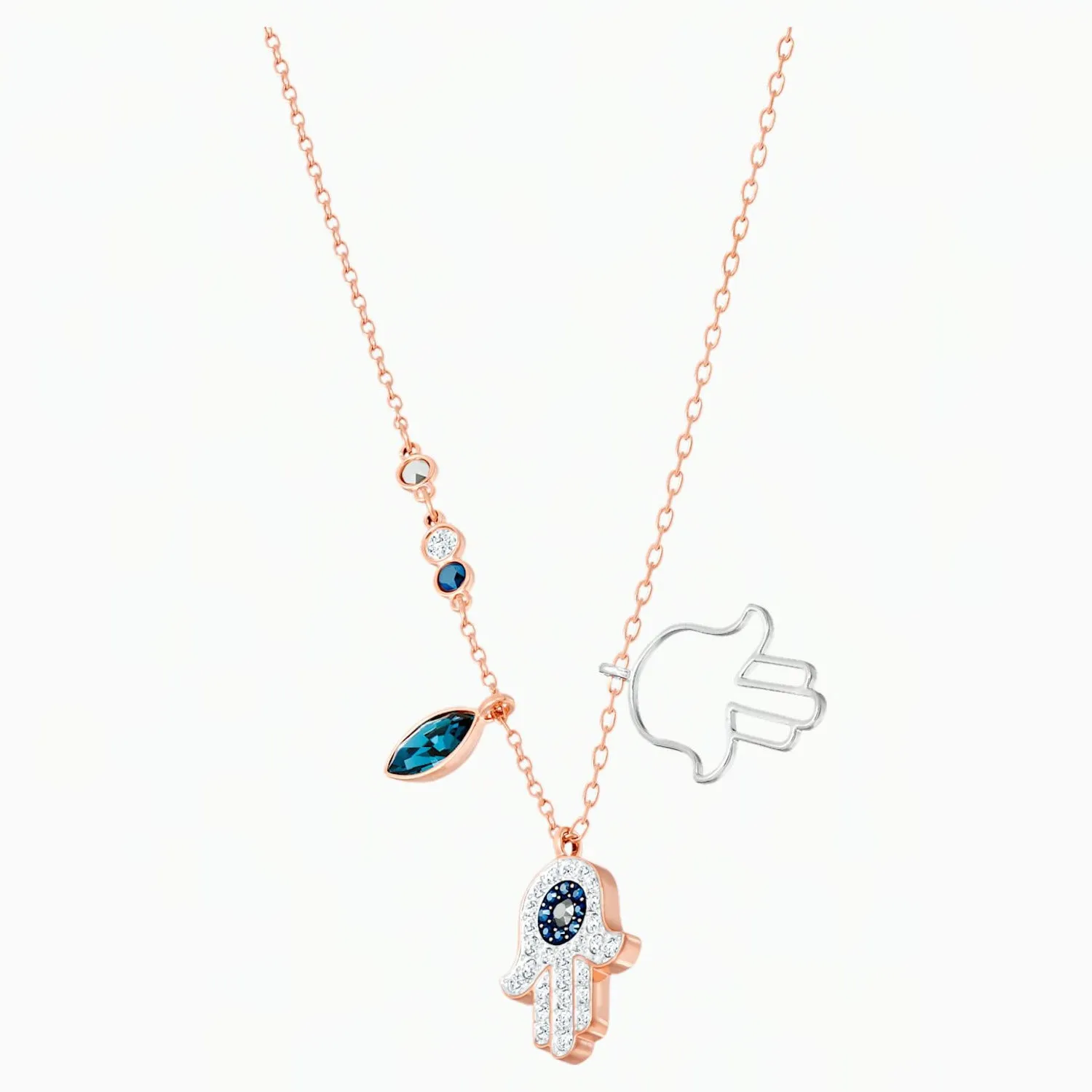 Swarovski Necklace DUO HAMSA HAND Pendant, Multi-Colored - 5396882