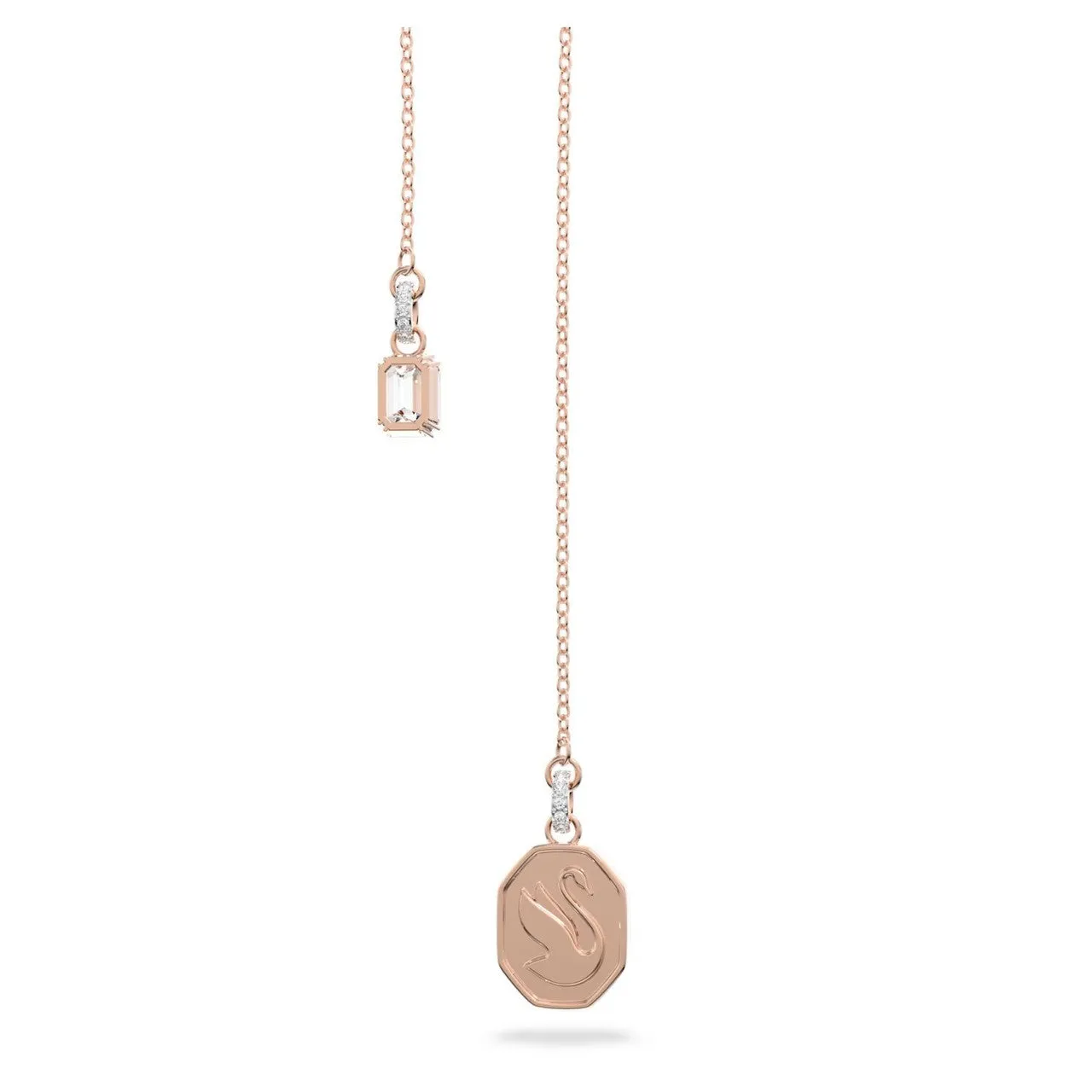 Swarovski Signum Y Necklace, Swan, White, Rose Gold-Tone Plated -5628565