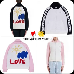 THE MUSEUM VISITOR  |[THE MUSEUM VISITOR]★SKY/LOVE JACQUARD COLLAR KNIT ZIP UP