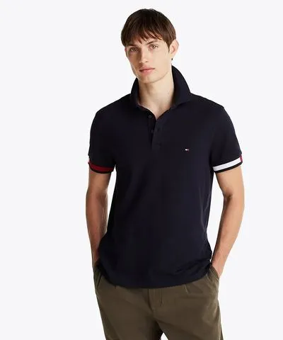 Tommy Hilfiger Men's Slim Fit Flag Cuff Polo