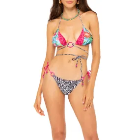 TRIANGLE BIKINI WITH TIES BOTTOM Woman Leo Pink Flamingo