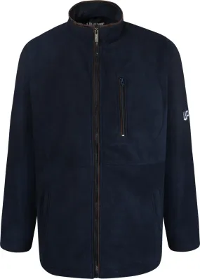 Uptheir Luxury Abe Leather Trim Fleece Jacket - Navy