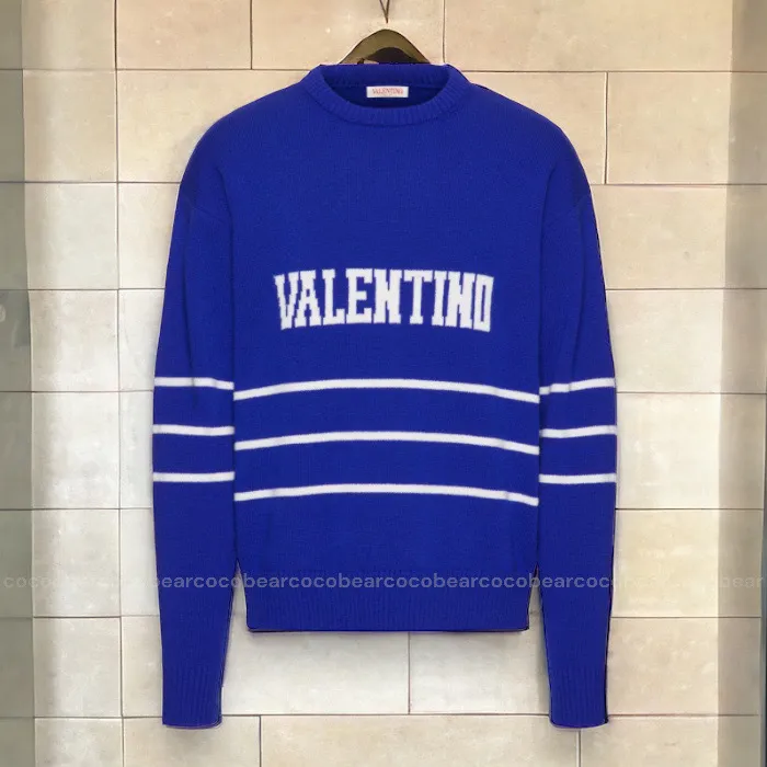 VALENTINO  |Crew Neck Wool Street Style Long Sleeves Plain Logo Luxury