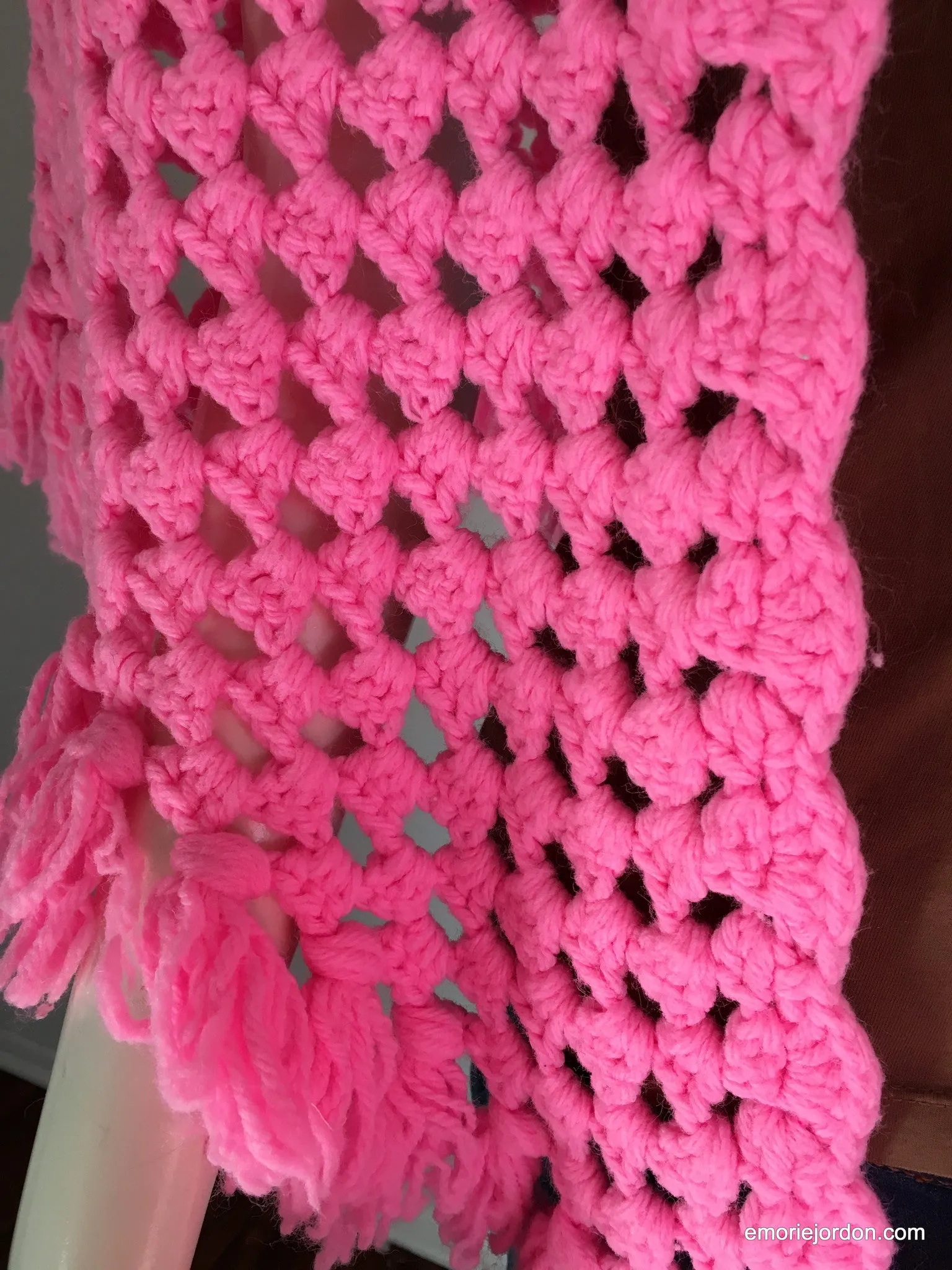 Vintage: Handmde Barbie Pink Crochet Wrap