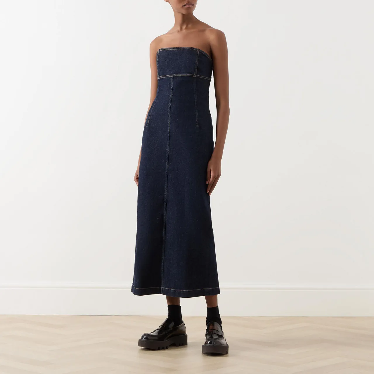 WEEKEND MAX MARA Osol Denim Bustier Dress - Navy