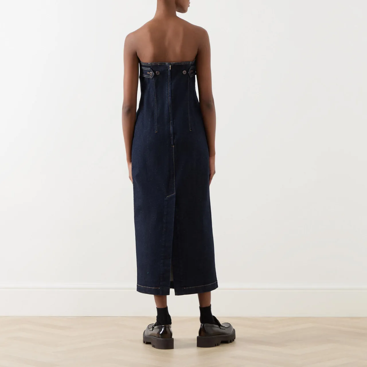 WEEKEND MAX MARA Osol Denim Bustier Dress - Navy