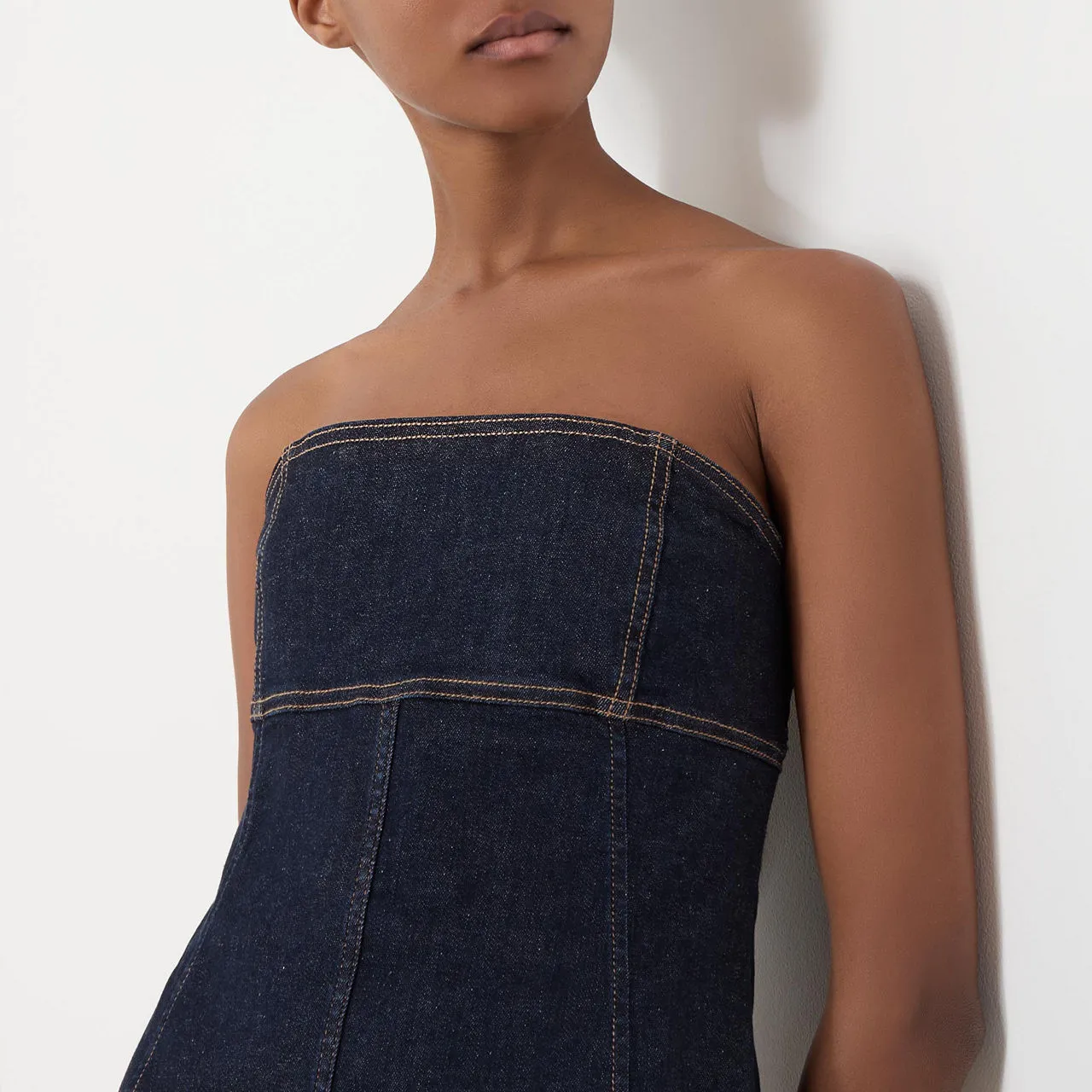 WEEKEND MAX MARA Osol Denim Bustier Dress - Navy