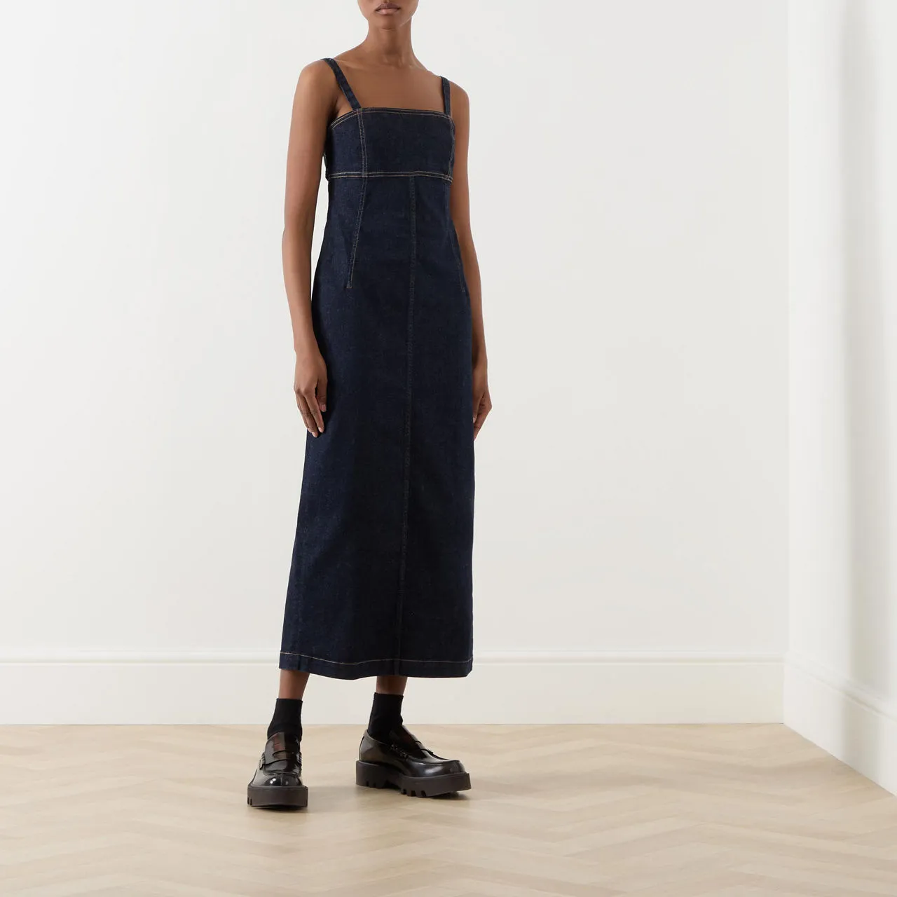 WEEKEND MAX MARA Osol Denim Bustier Dress - Navy