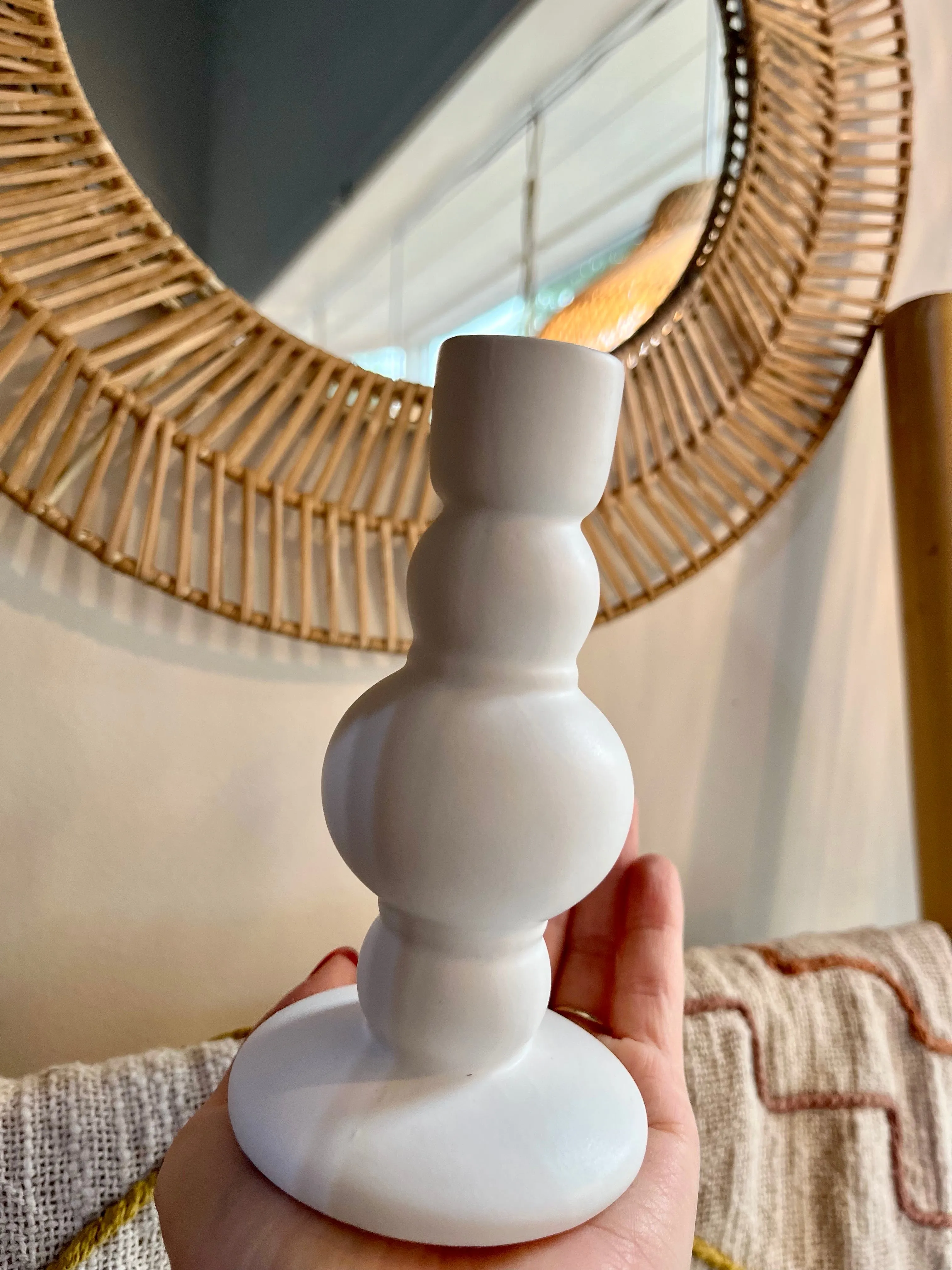 White Candle Holder ea