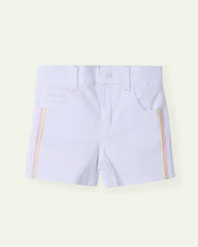 White Embroidered Shorts