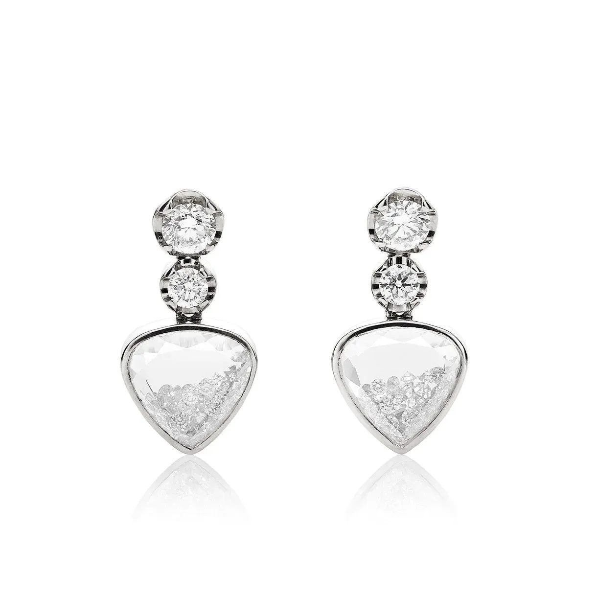 White Gold Diamond Menina Earrings with Diamond Shake