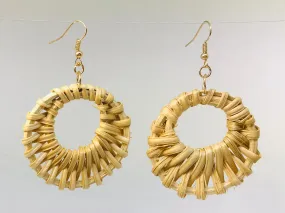 Wicker Hoop Earrings, Rattan earrings