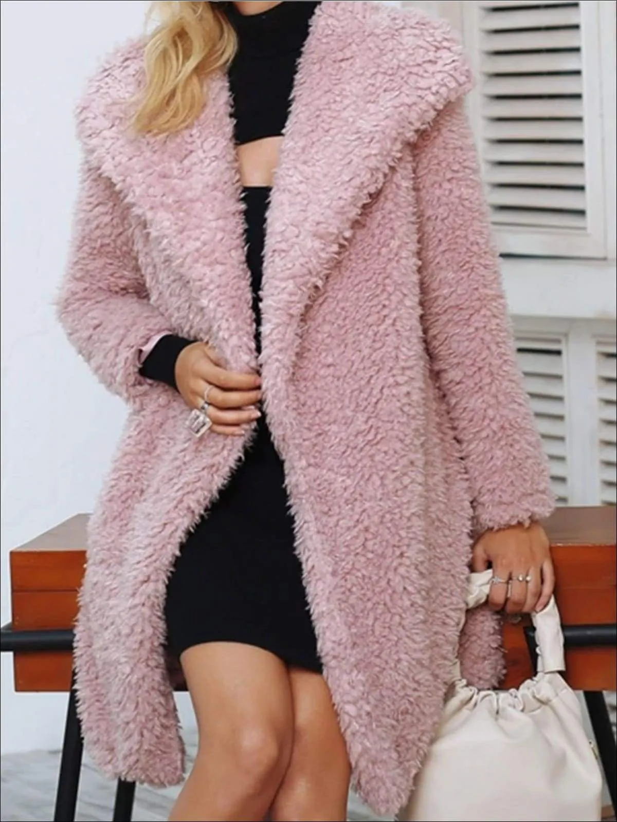 Women's Fashion Turn-Down Collar Faux Fur Coat