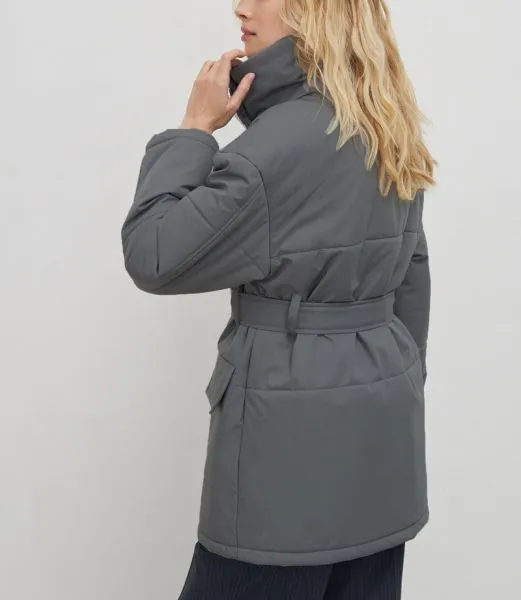 Women's mid-length coat with irregular buttons and cotton lining