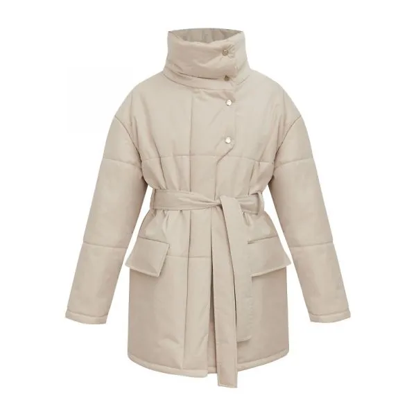 Women's mid-length coat with irregular buttons and cotton lining