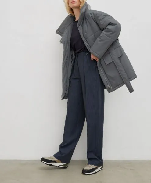 Women's mid-length coat with irregular buttons and cotton lining