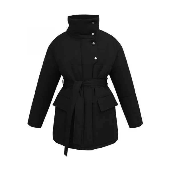 Women's mid-length coat with irregular buttons and cotton lining