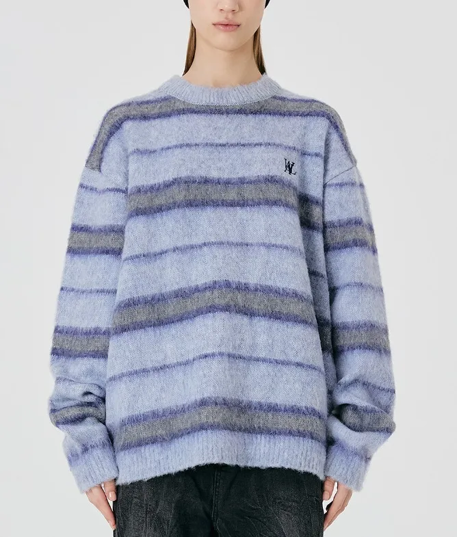 WOOALONG  |[WOOALONG]★ Signature hairy stripe knit