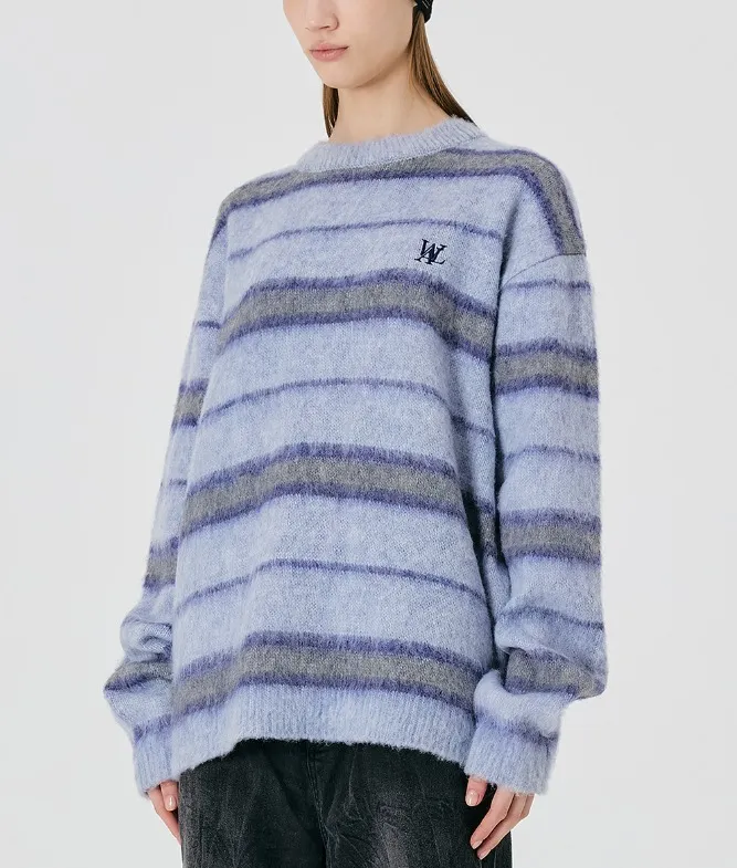 WOOALONG  |[WOOALONG]★ Signature hairy stripe knit