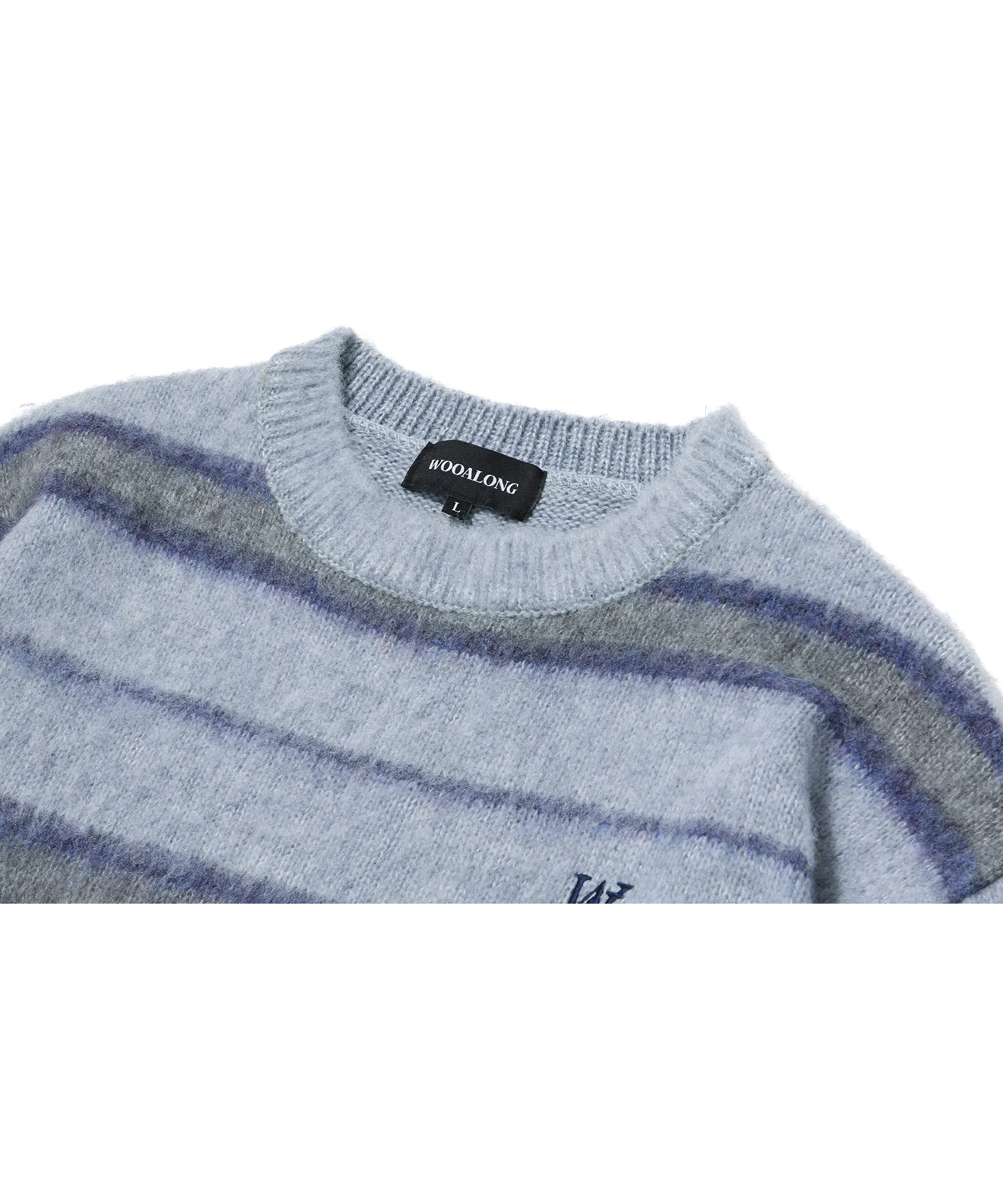 WOOALONG  |[WOOALONG]★ Signature hairy stripe knit