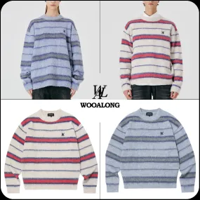 WOOALONG  |[WOOALONG]★ Signature hairy stripe knit