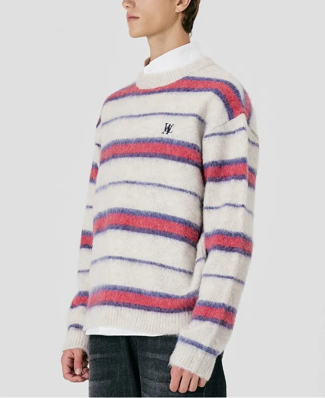 WOOALONG  |[WOOALONG]★ Signature hairy stripe knit