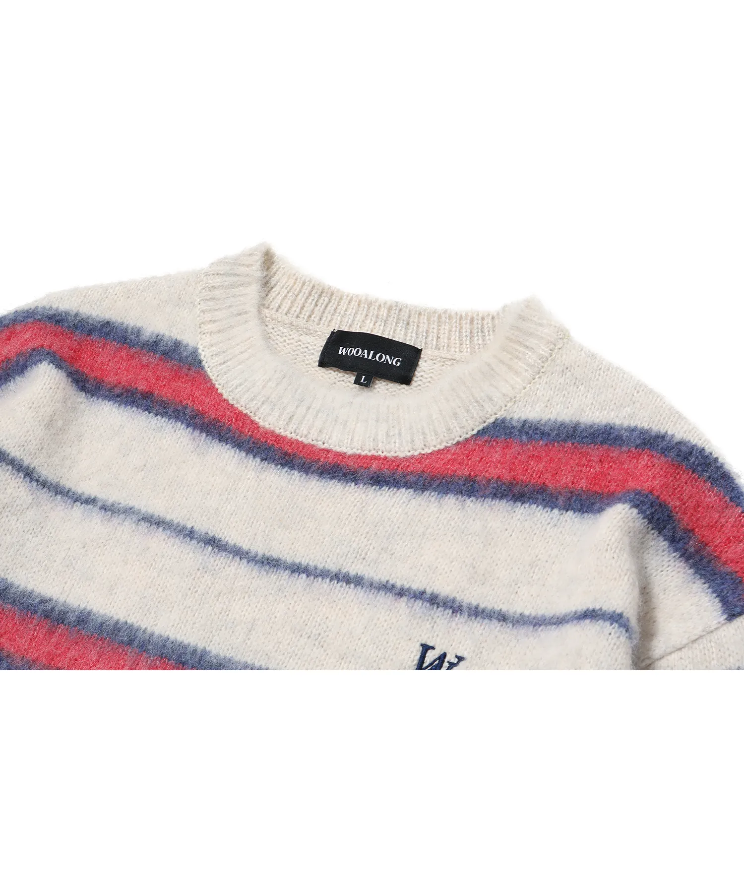 WOOALONG  |[WOOALONG]★ Signature hairy stripe knit