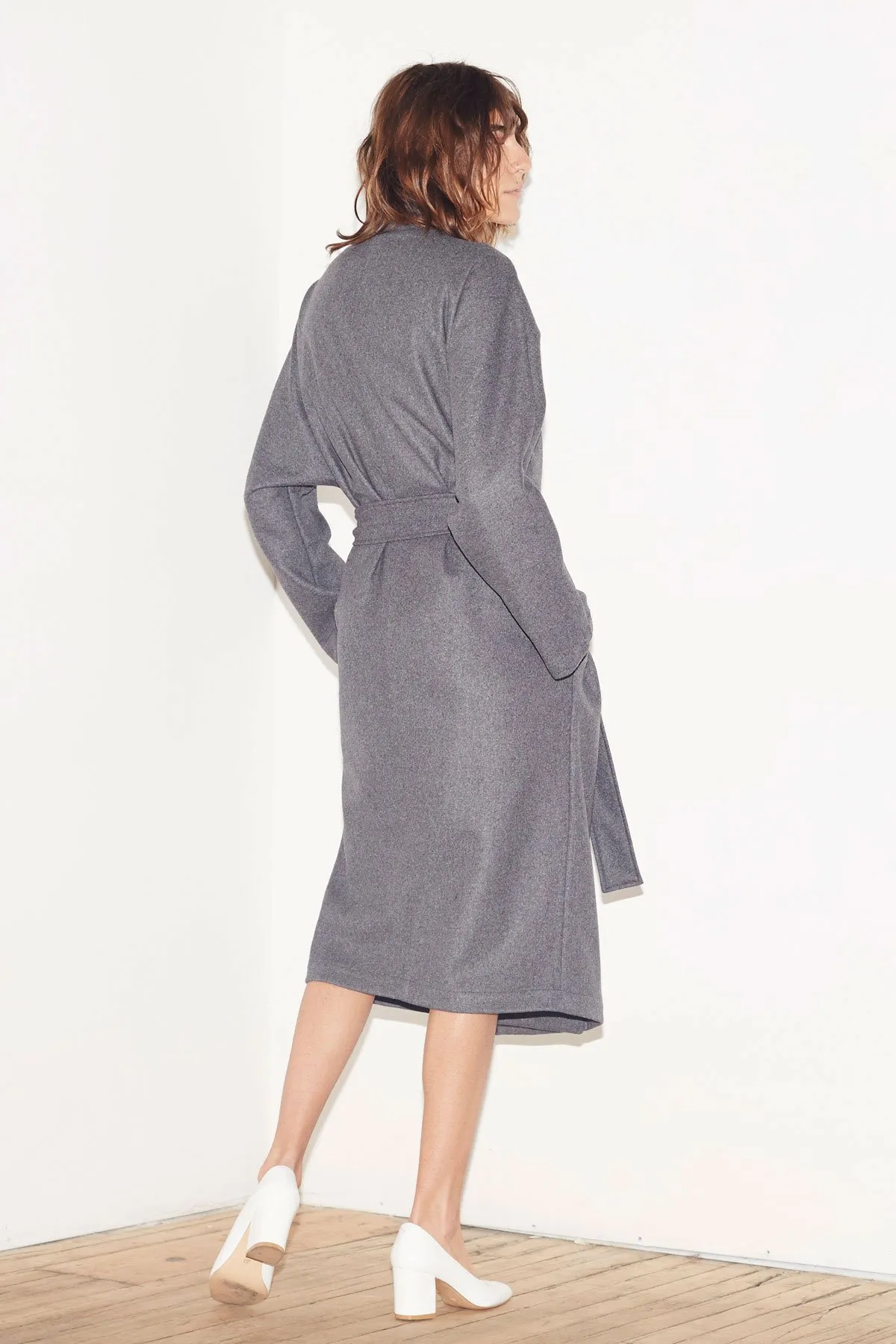 Wool Kimono Coat - Charcoal 