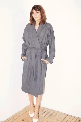 Wool Kimono Coat - Charcoal 