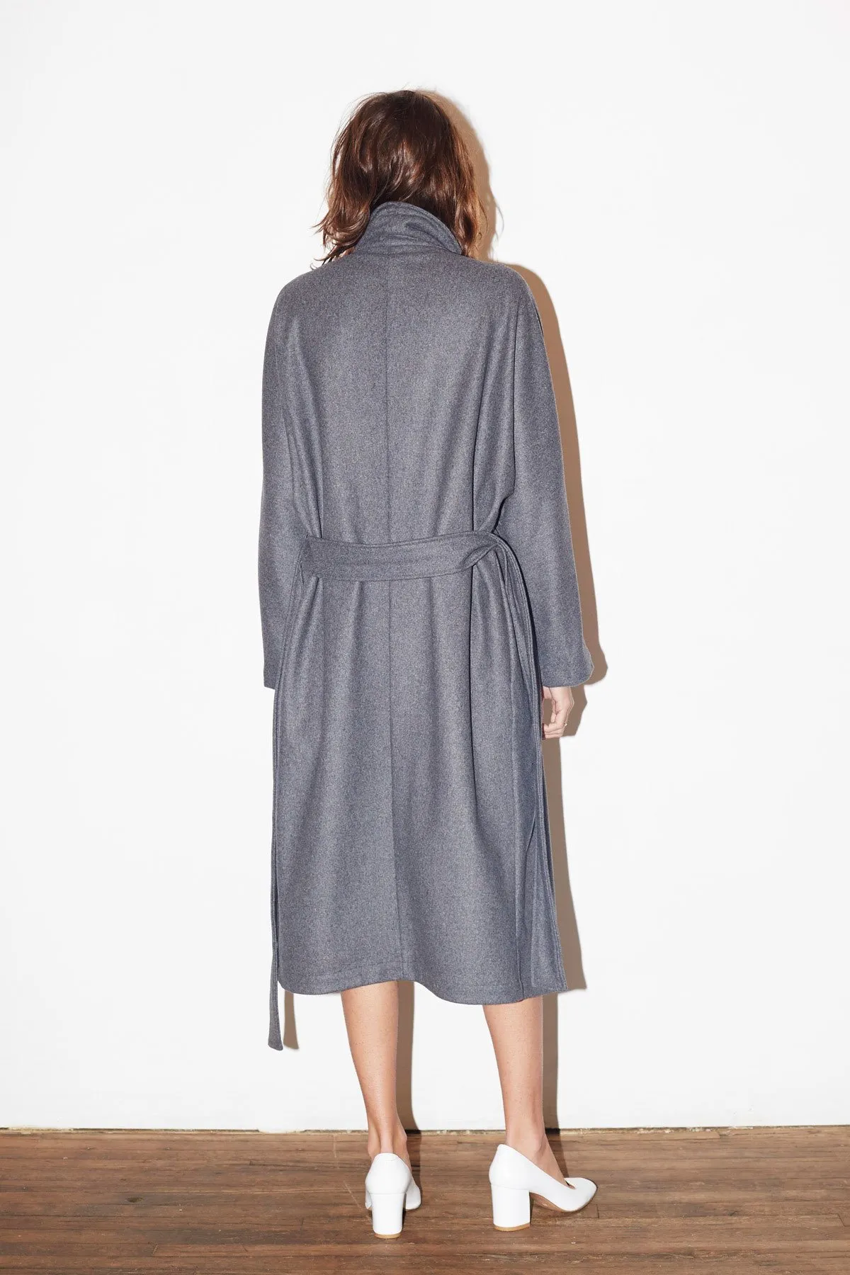 Wool Kimono Coat - Charcoal 