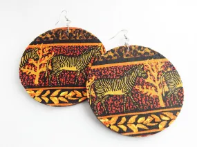 Zebra Earrings Fabric Jewelry Large African